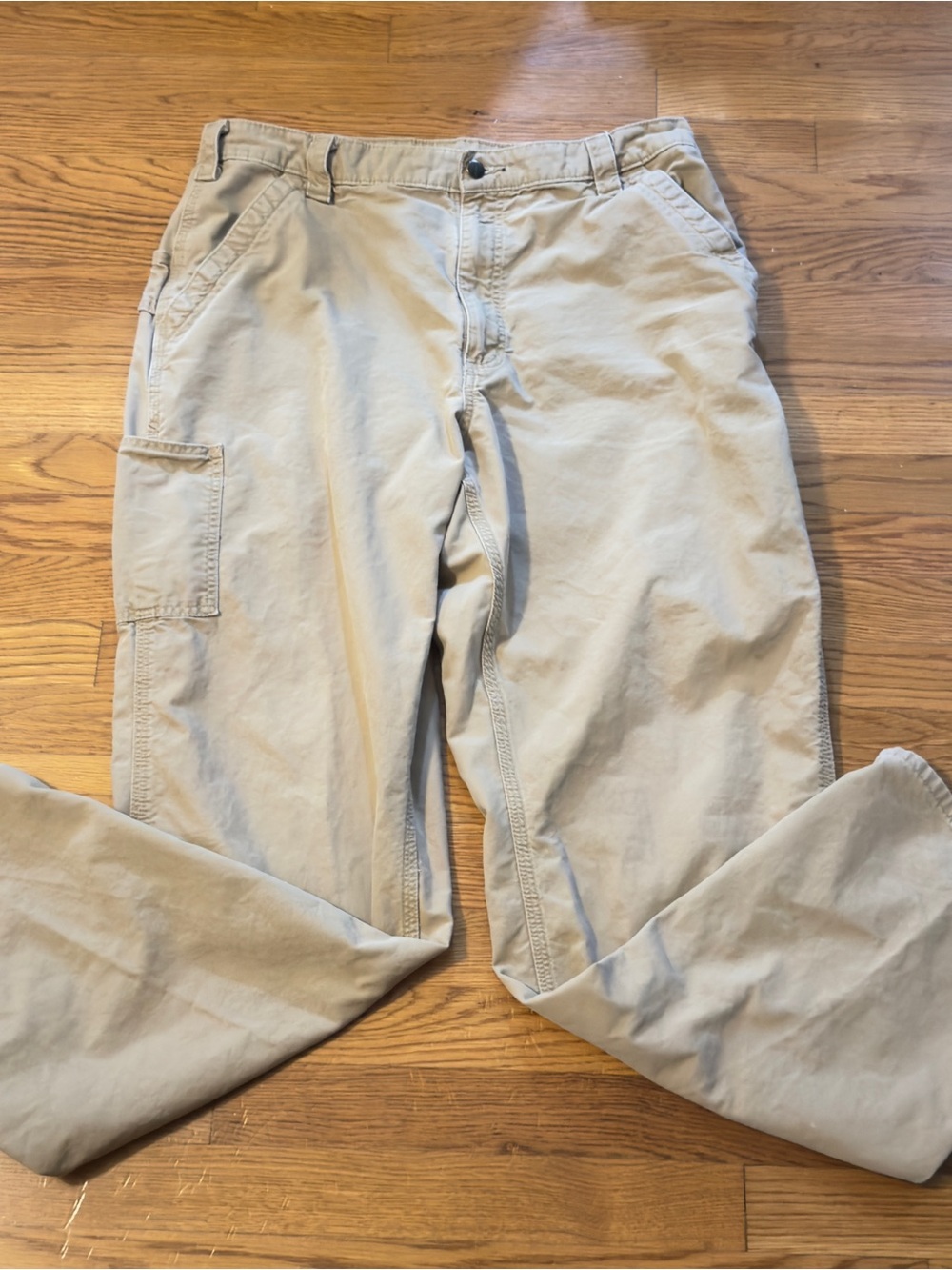 Vintage Carhartt Carpenter Work Pants Men’s 36x36 Tan Canvas Utility Made Mexico